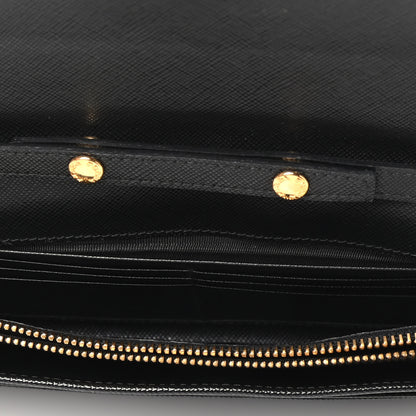 Prada Saffiano Metal Oro Chain Wallet Black 5 of 9