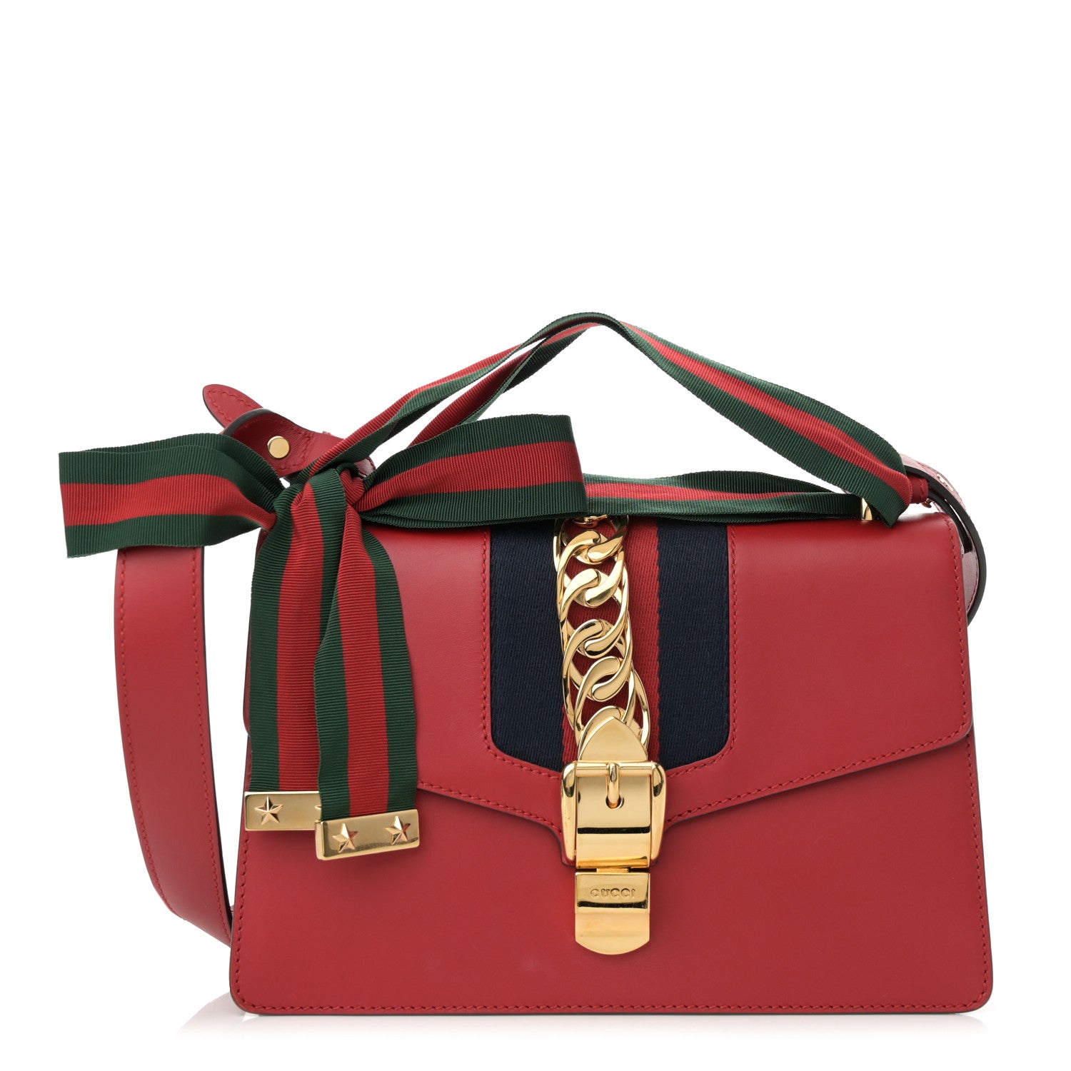 Gucci Calfskin Small Sylvie Shoulder Bag Hibiscus Red 1 of 10