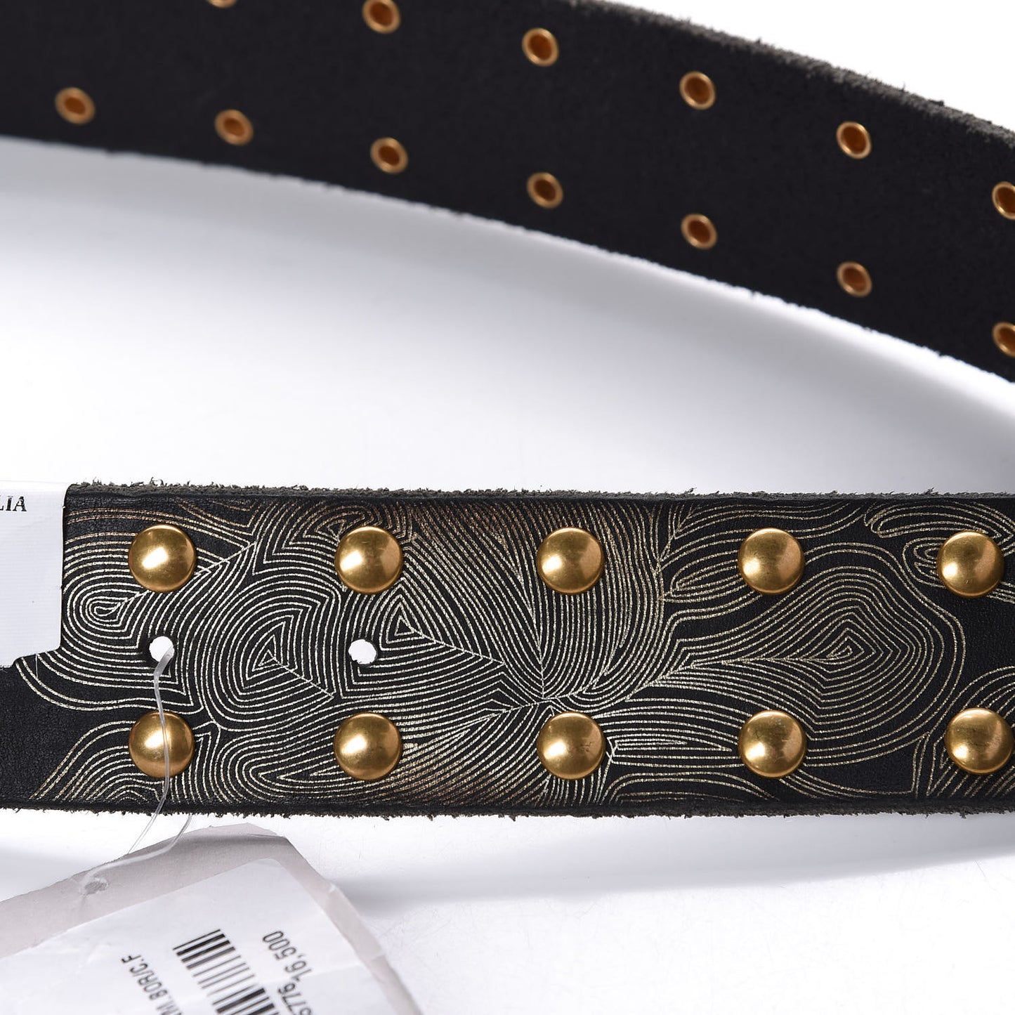 Calfskin Studded Marmont Belt 100 40 Black Gold