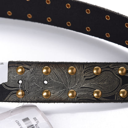 Gucci Calfskin Studded Marmont Belt 100 40 Black Gold 6 of 8