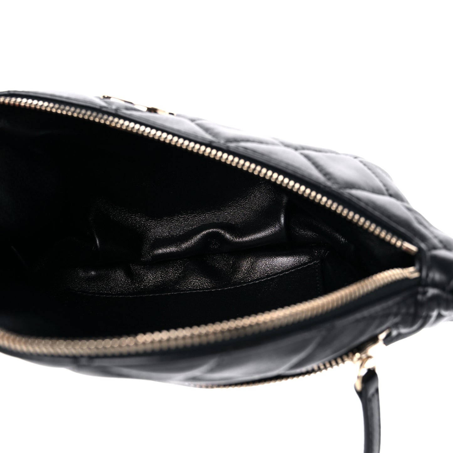 Lambskin Quilted Waist Bag Fanny Pack Black