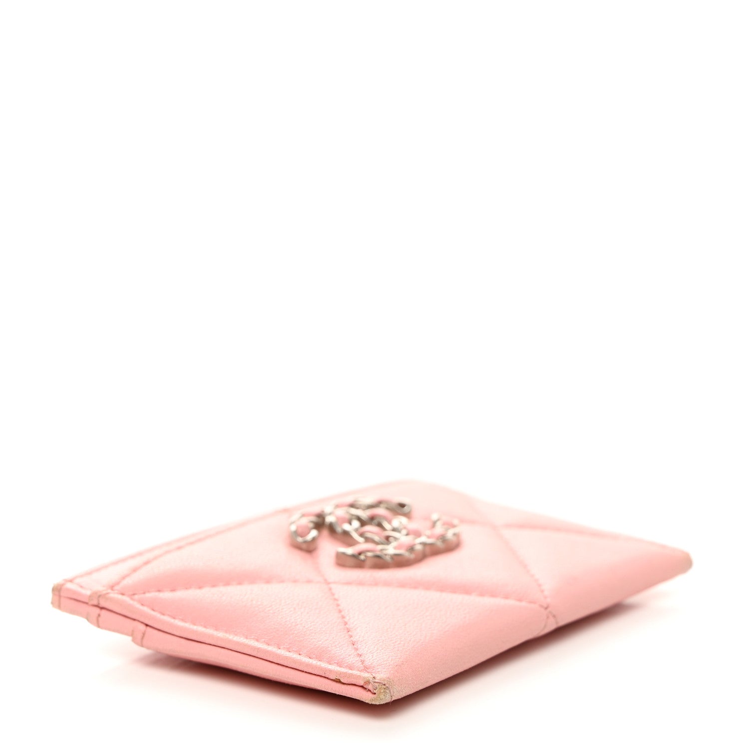 Chanel Lambskin Quilted Chanel 19 Card Holder Light Pink 4 of 13