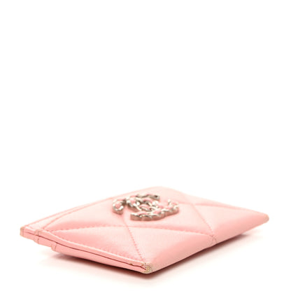 Chanel Lambskin Quilted Chanel 19 Card Holder Light Pink 4 of 13