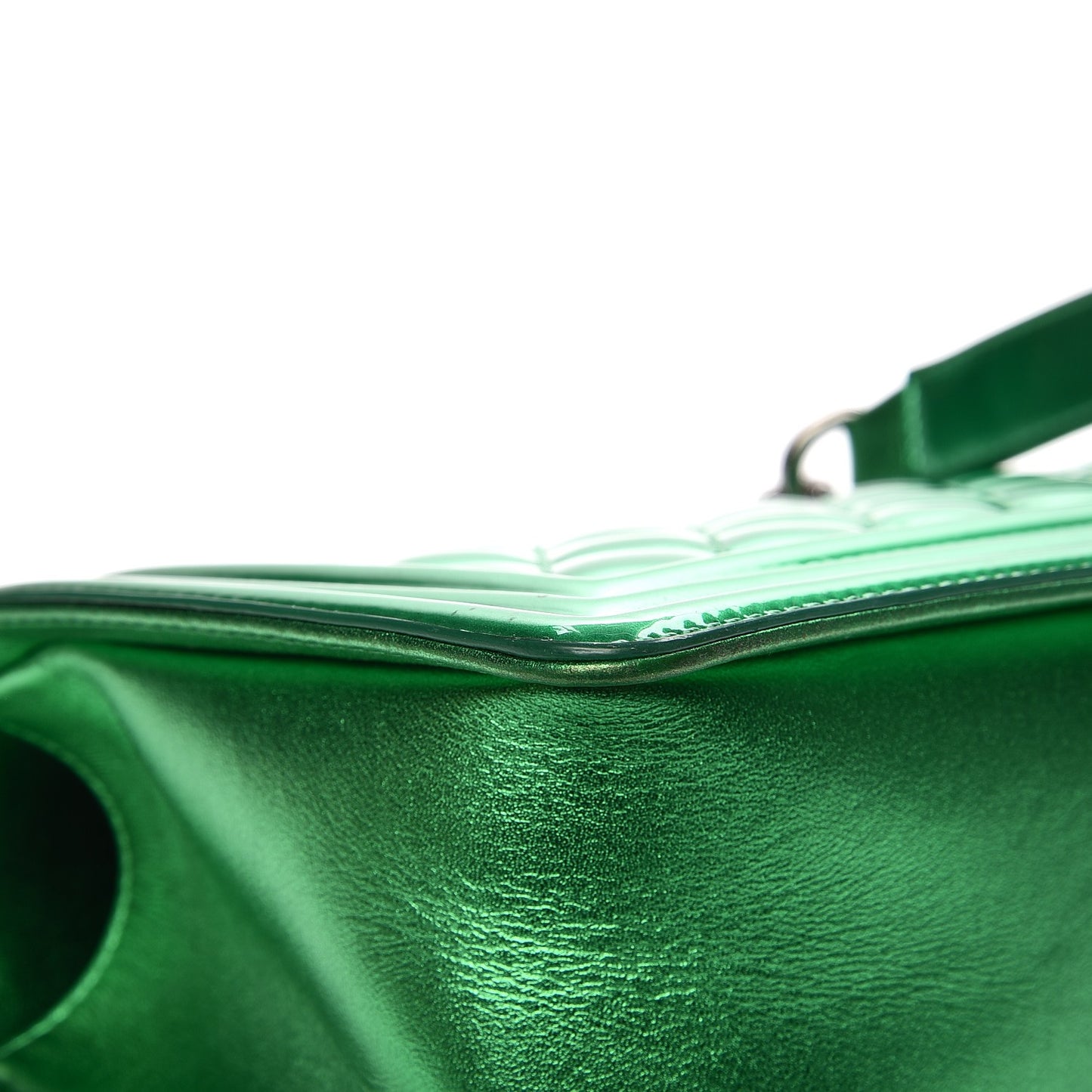 Patent Calfskin Quilted Medium Boy Flap Green