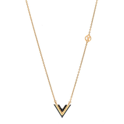 Louis Vuitton Essential Studded V Necklace Gold Black 1 of 7
