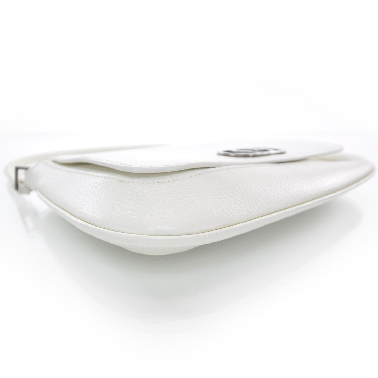 Leather Flap Bag White