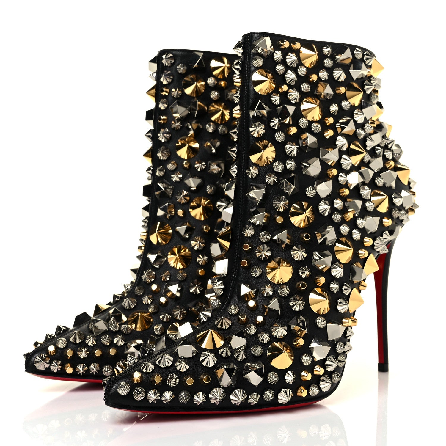Christian Louboutin Calfskin So Full Kate 100 Ankle Boots 37.5 Black Multicolor 3 of 9