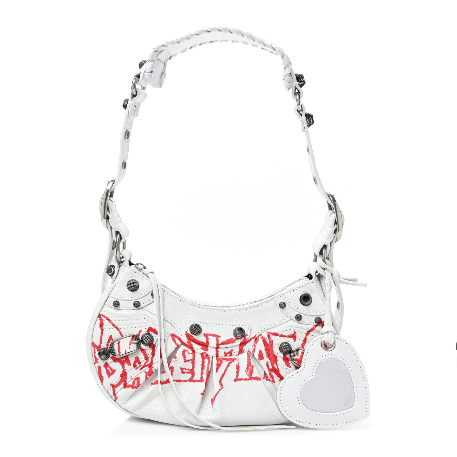 Balenciaga Agneau Arena Lunar New Year Graffiti Logo Le Cagole Shoulder Bag XS Optic White 1 of 9