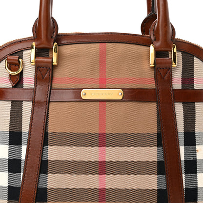 Burberry Bridle Calfskin House Check Small Orchard Bowling Bag Dark Tan 4 of 20
