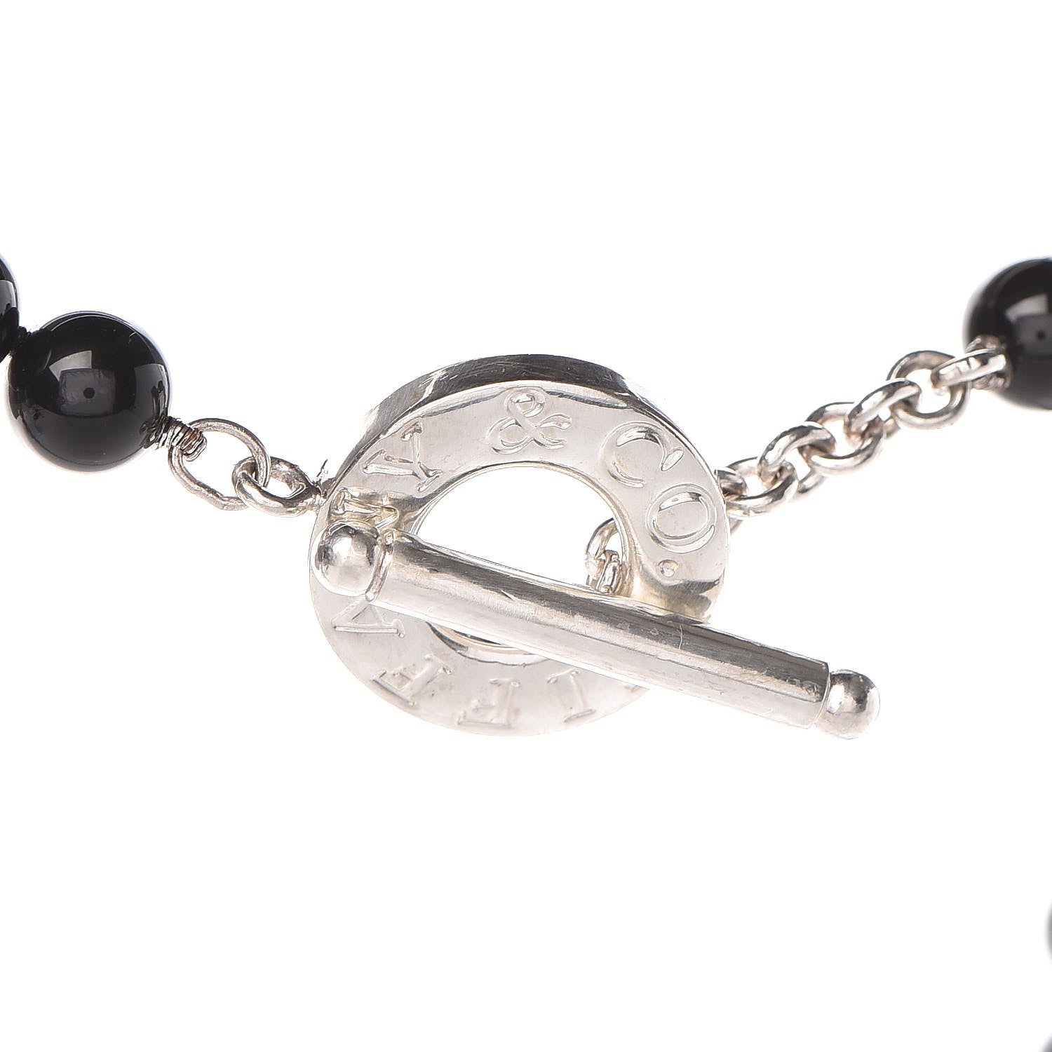 Tiffany Sterling Silver Black Onyx Bead Toggle Necklace 4 of 6