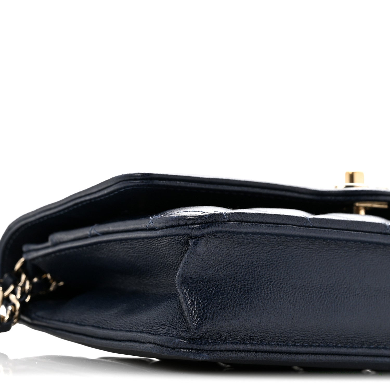 Chanel Lambskin Quilted Hold The Line Wallet On Chain WOC Dark Blue 10 of 14