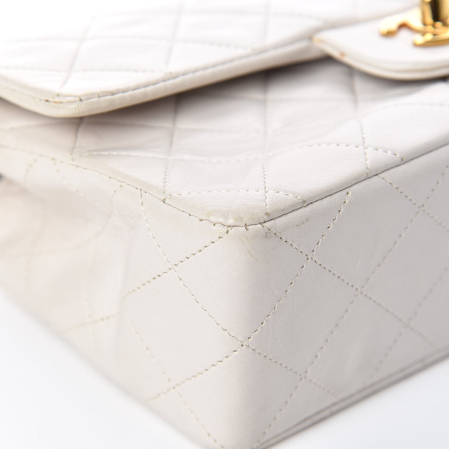 Lambskin Quilted Small Double Flap White