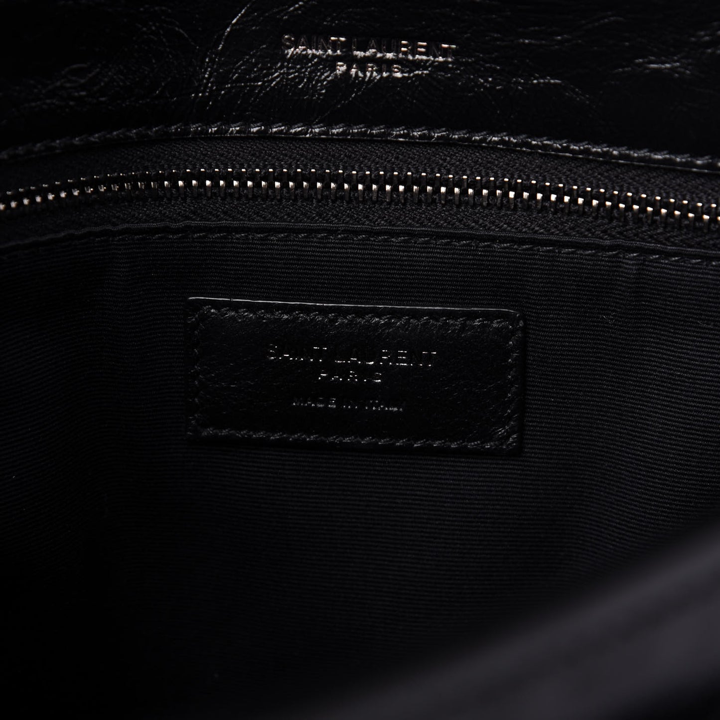 Crinkled Calfskin Matelasse Monogram Medium Niki Chain Satchel Black