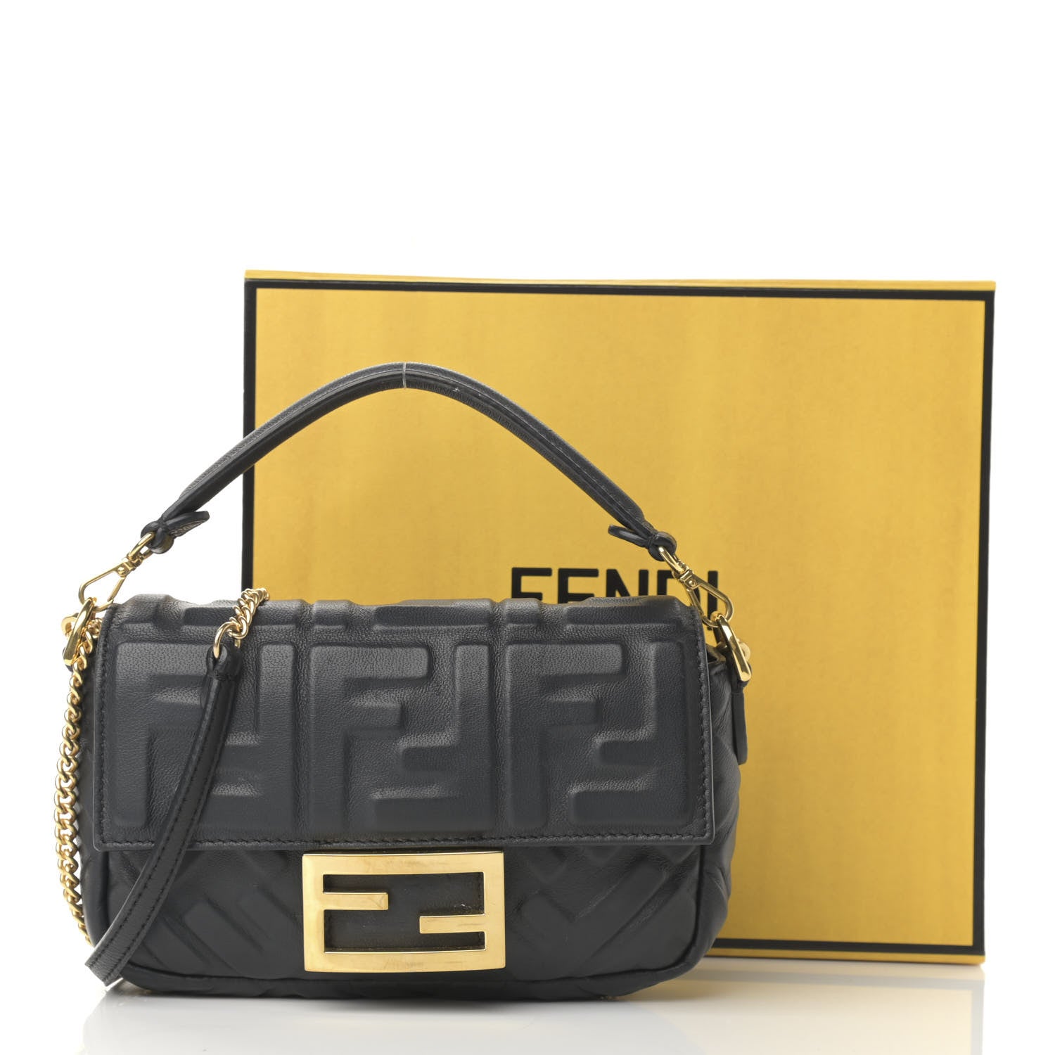Fendi Nappa FF 1974 Embossed Mini Baguette Black 12 of 12