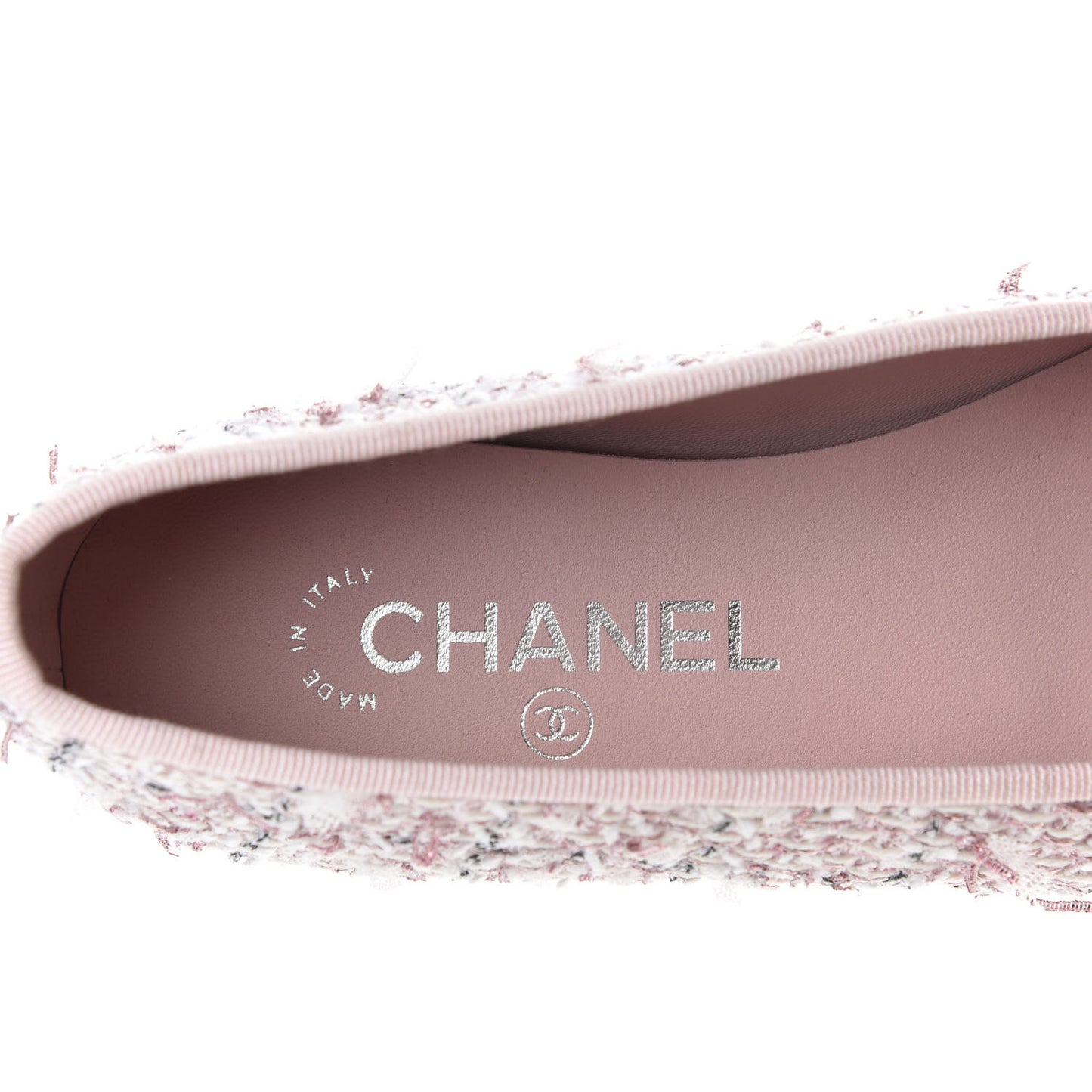 Tweed Cap Toe Ballerina Flats 37.5 Pink Black