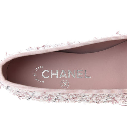 Chanel Tweed Cap Toe Ballerina Flats 37.5 Pink Black 7 of 10