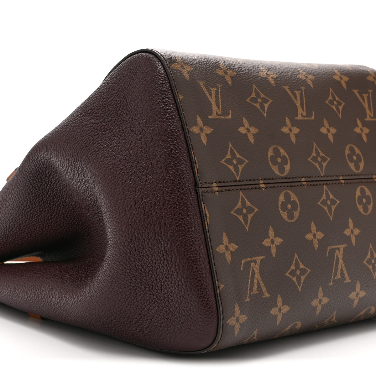 Louis Vuitton Calfskin Monogram Fold Tote MM Black Wine Cream 9 of 10
