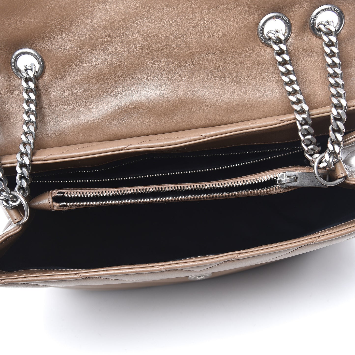 Calfskin Y Quilted Medium Loulou Monogram Chain Satchel Light Brown