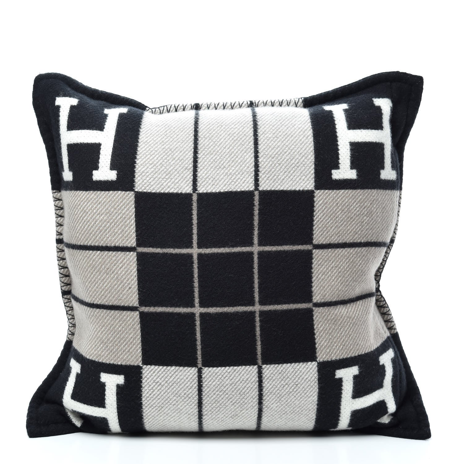 Hermes Wool Cashmere Avalon III Pillow PM Ecru Black 2 of 3