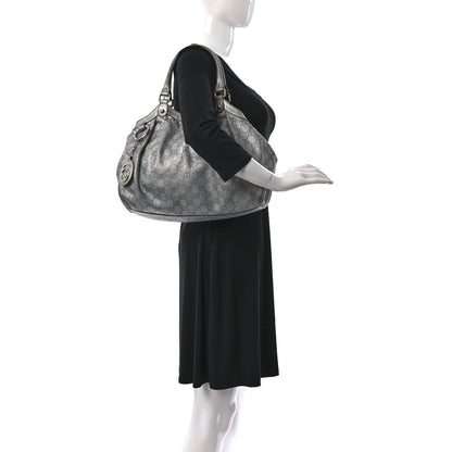 Gucci Metallic Guccissima Medium Sukey Tote Silver 2 of 25