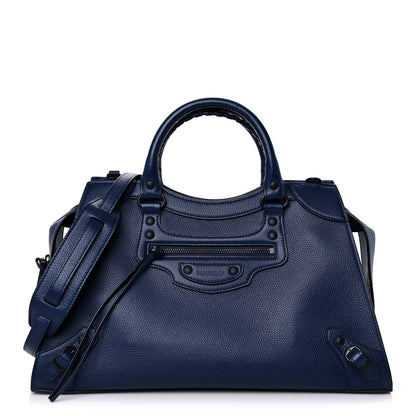 Balenciaga Grained Calfskin Black Hardware Neo Classic City Navy 1 of 8