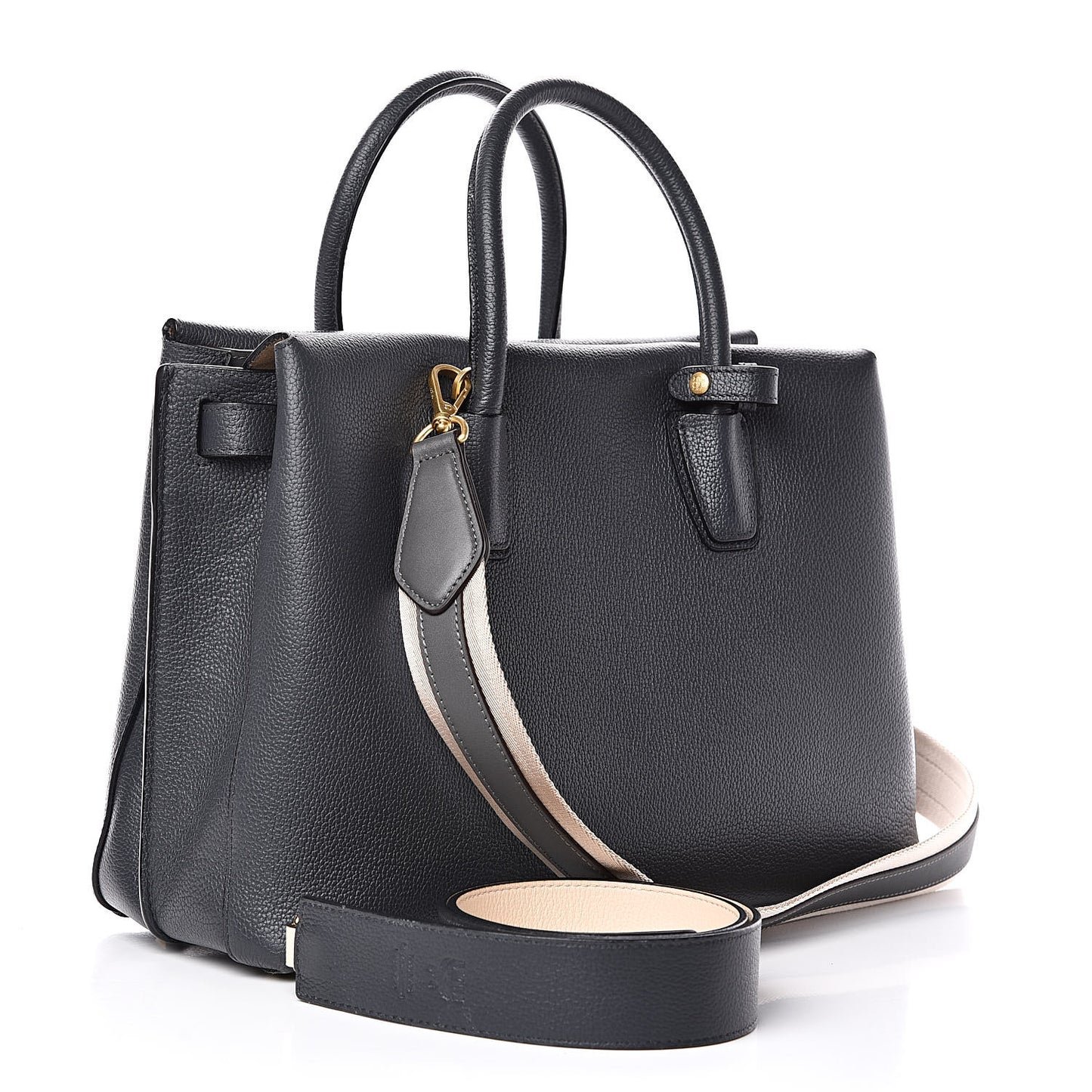 Grained Calfskin Medium Milla Tote Phantom Grey