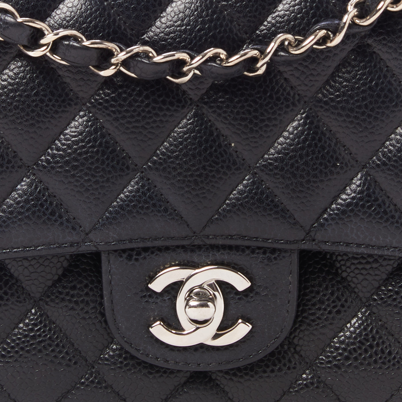 Caviar Quilted Medium Double Flap Black