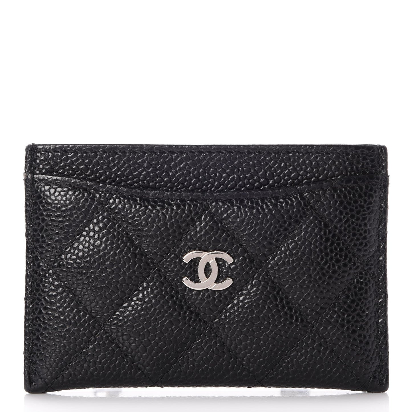 Caviar Quilted Card Holder Black