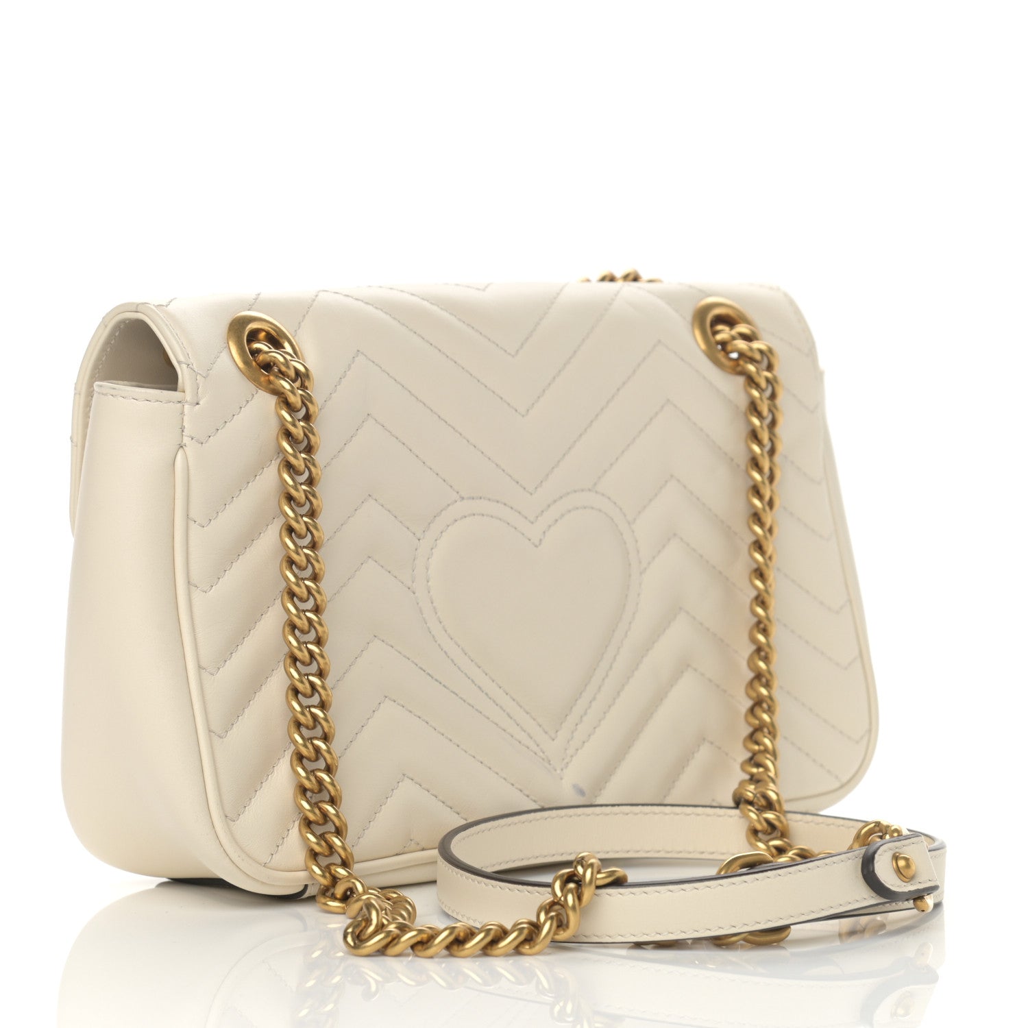 Gucci Calfskin Matelasse Small GG Marmont Shoulder Bag White 3 of 14