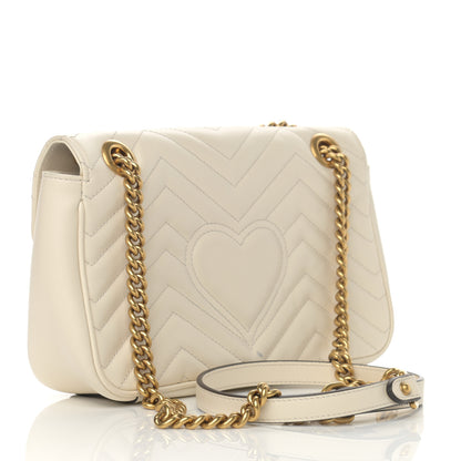 Gucci Calfskin Matelasse Small GG Marmont Shoulder Bag White 3 of 14