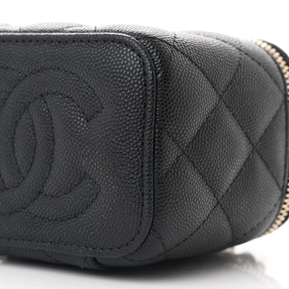 Chanel Caviar Quilted Mini Vanity Case With Chain Black 10 of 11