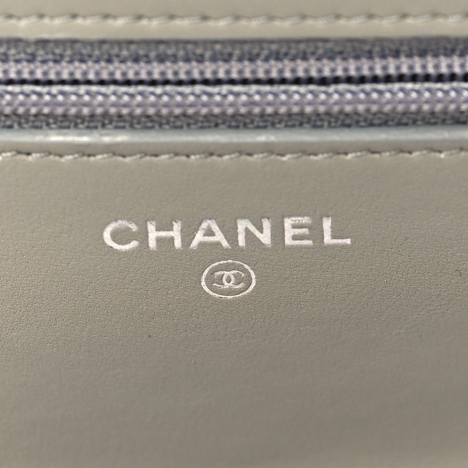 Chanel Lambskin Quilted Wallet On Chain WOC Grey 6 of 10