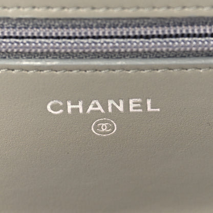 Chanel Lambskin Quilted Wallet On Chain WOC Grey 6 of 10