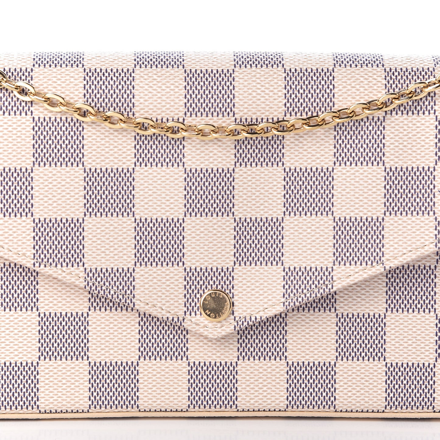 Damier Azur Pochette Felicie Chain Wallet Rose Ballerine