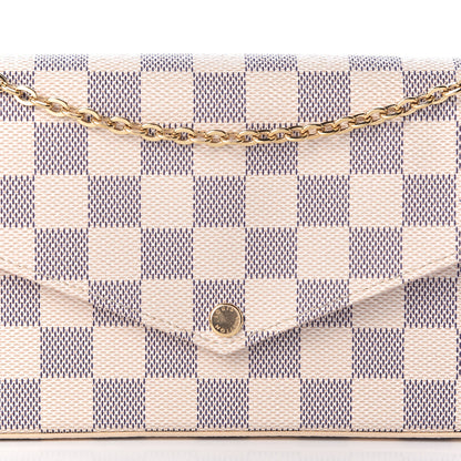 Louis Vuitton Damier Azur Pochette Felicie Chain Wallet Rose Ballerine 12 of 13