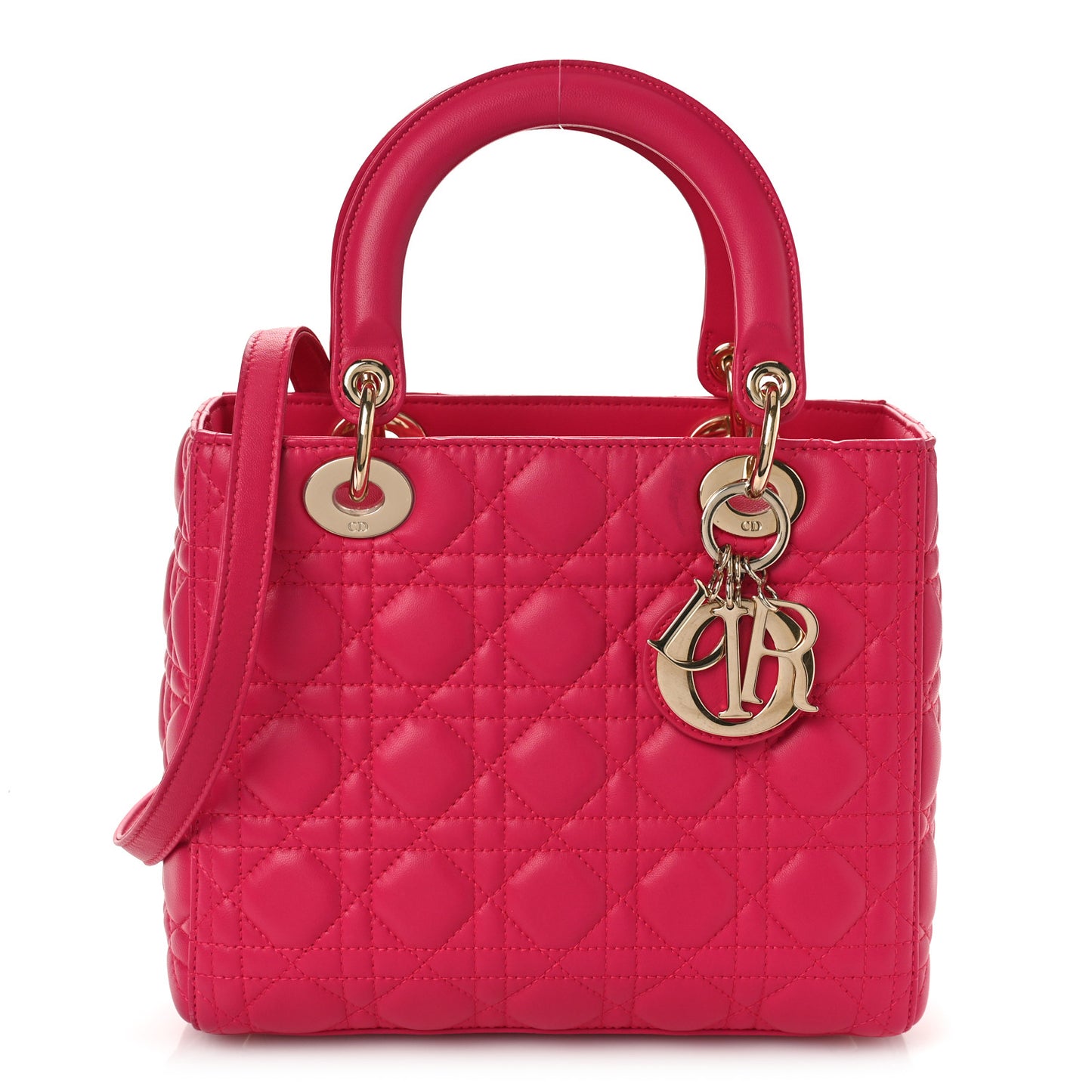 Lambskin Cannage Medium Lady Dior Fuchsia