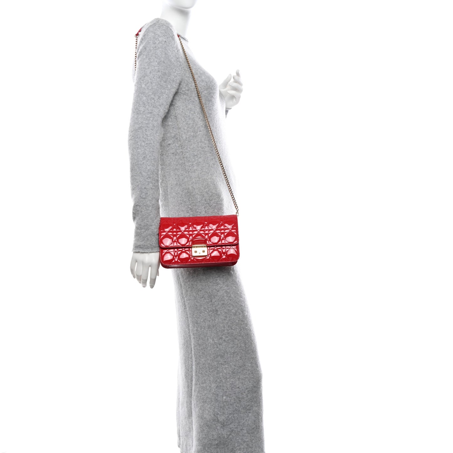 Patent Cannage Miss Dior Promenade Pouch Red