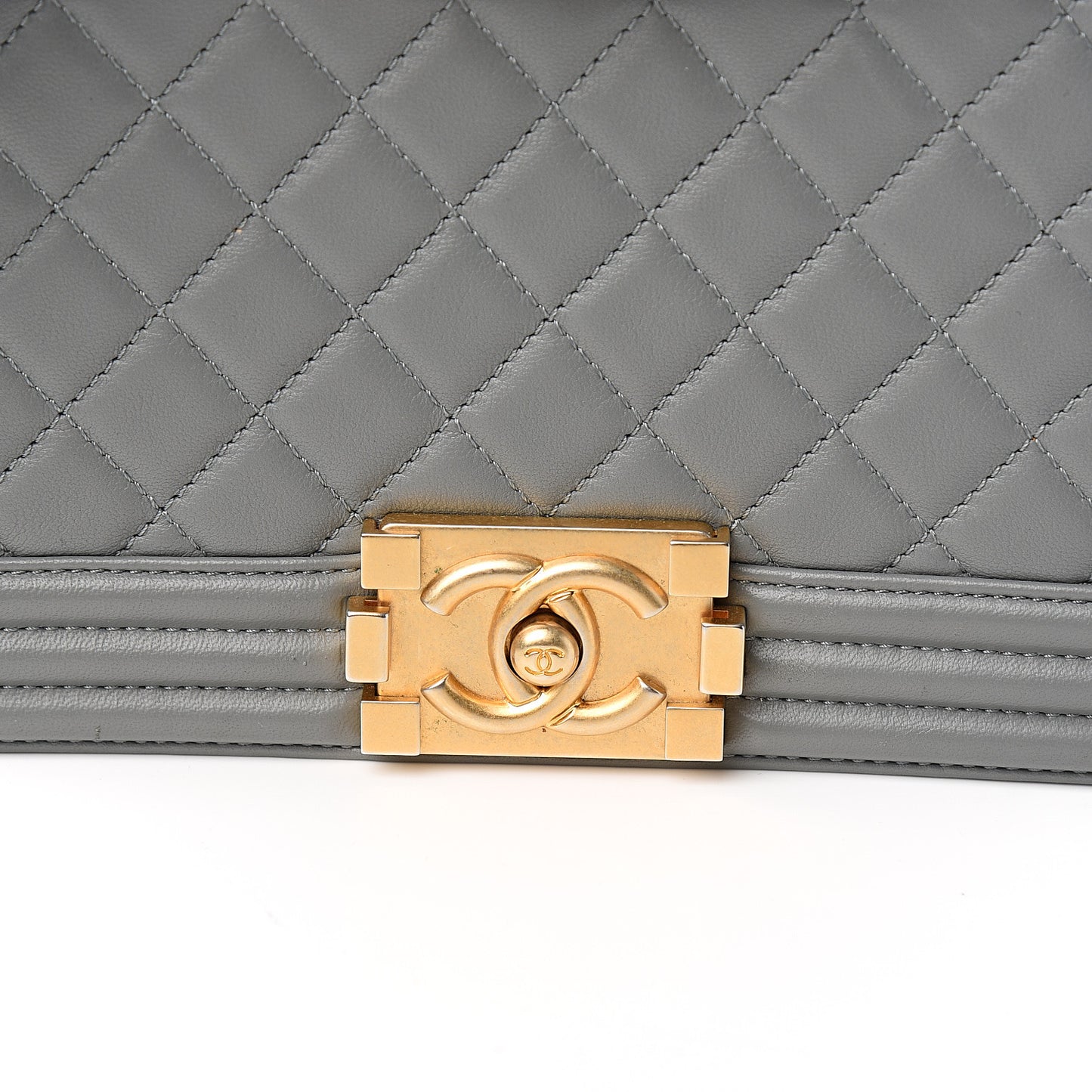 Calfskin Quilted Medium Boy Flap Grey