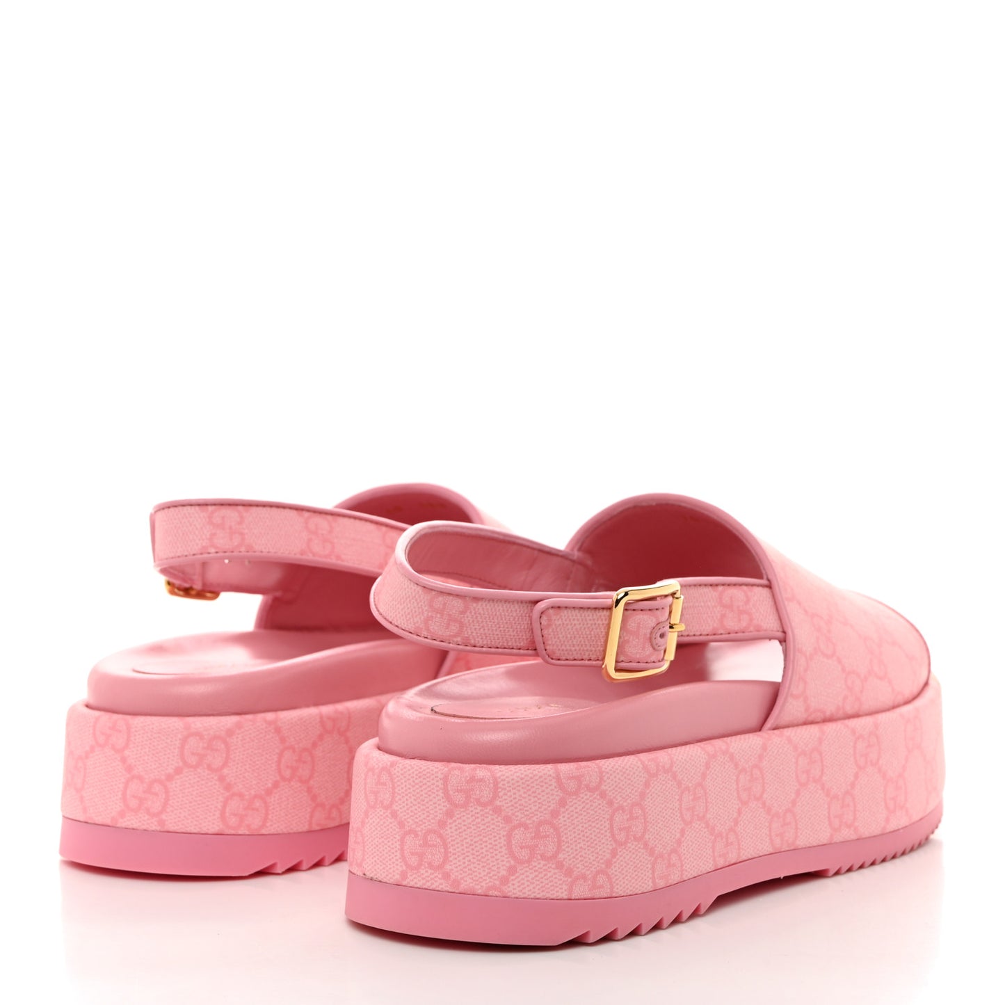 GG Supreme Monogram Granada Kid Angelina Platform 35mm Slingback Sandals 40 Cotton Candy Dark Cotton Candy Wild Rose