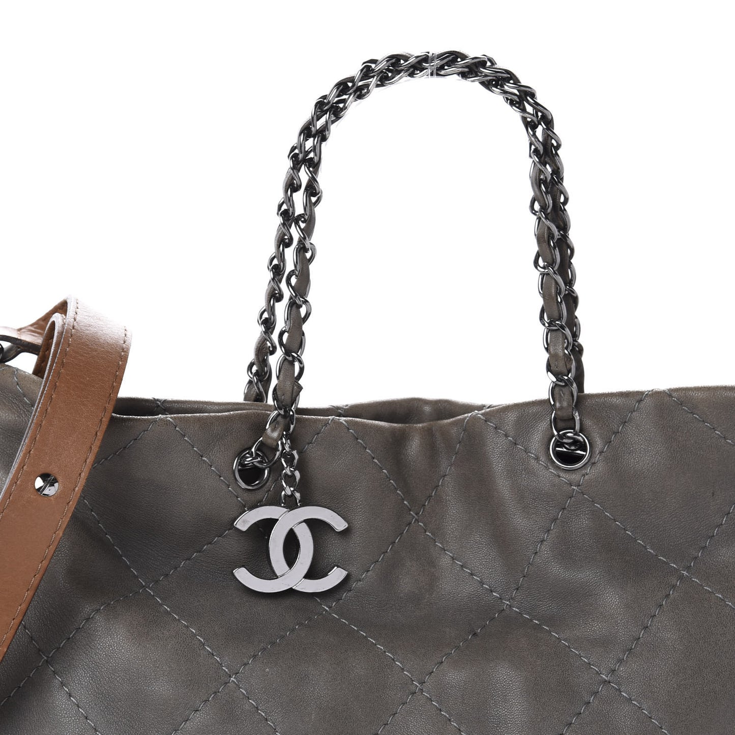 Calfskin Country Chic Stitched Hobo Grey