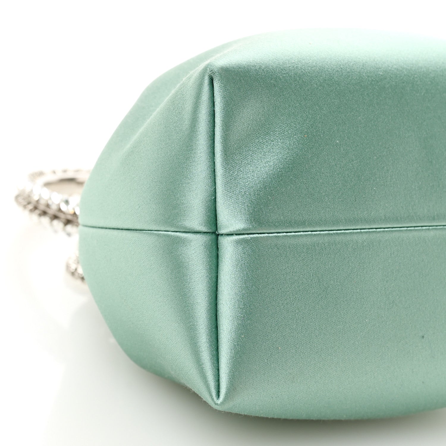 Jimmy Choo Satin  Crystal Embellished Bon Bon Bucket Bag Celeste 8 of 10