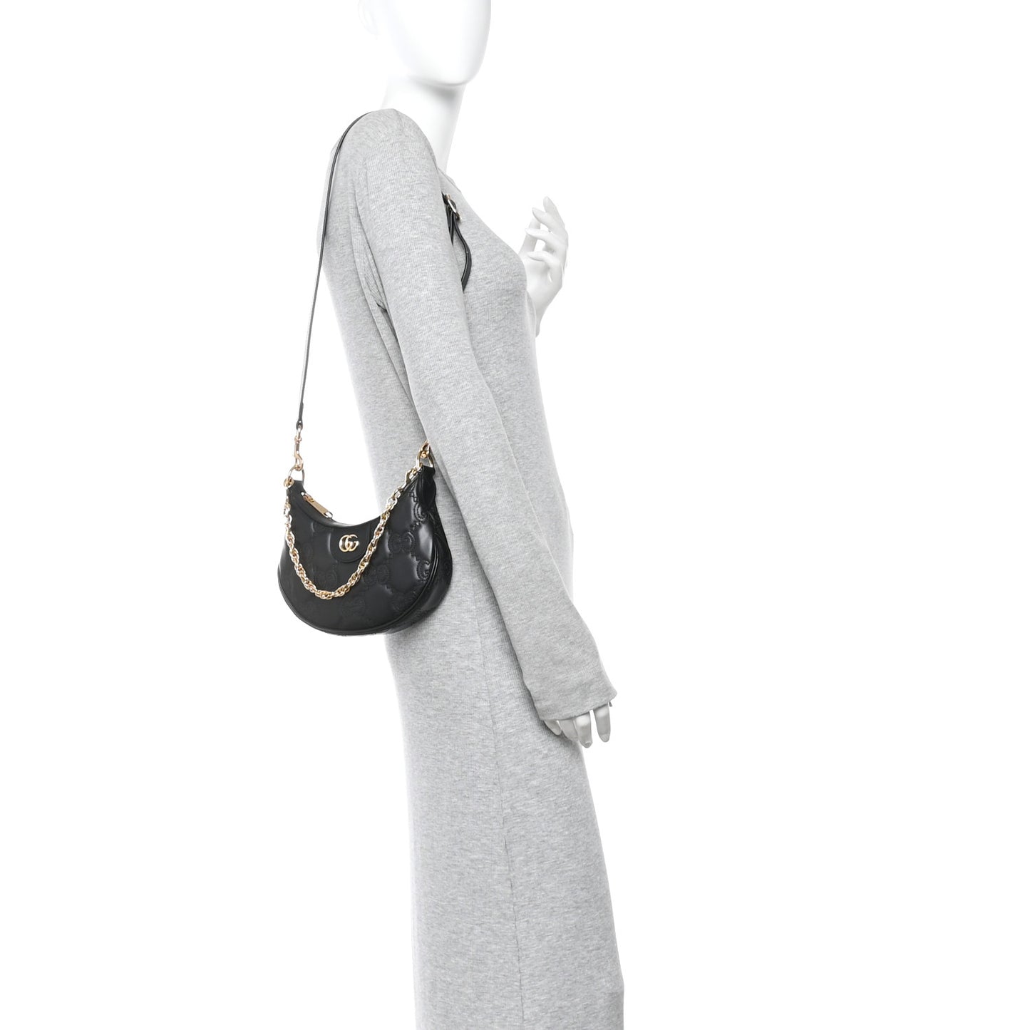 Calfskin GG Matelasse Mini Hobo Shoulder Bag Black