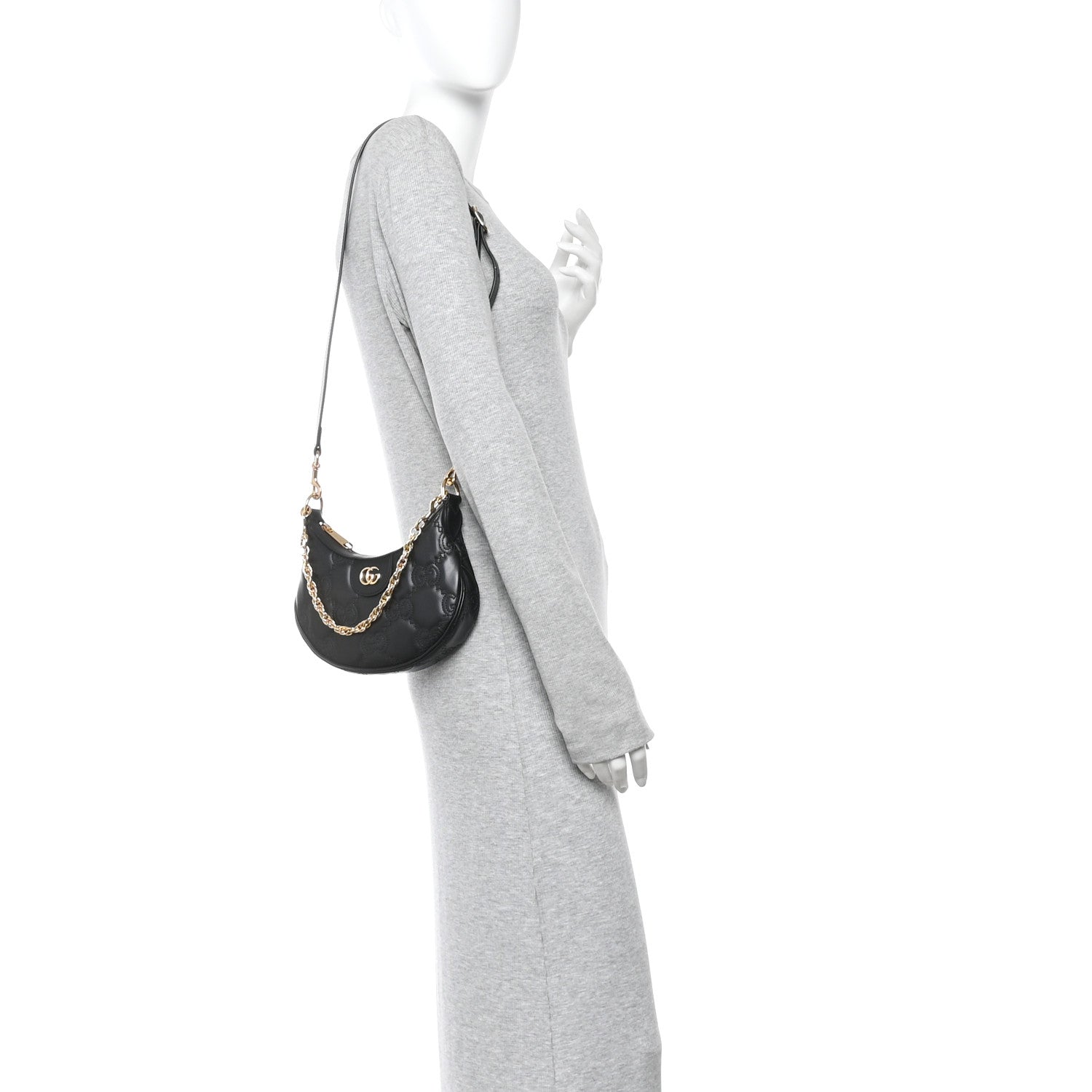 Gucci Calfskin GG Matelasse Mini Hobo Shoulder Bag Black 2 of 9