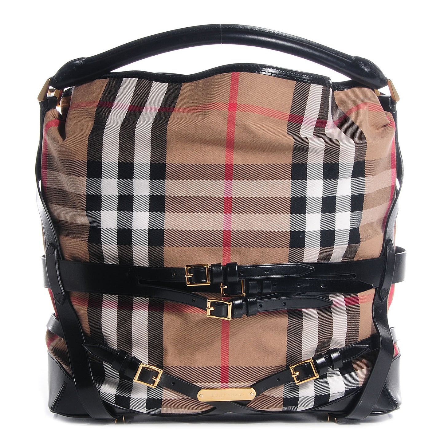 House Check Bridle Calfskin Large Gosford Hobo Black