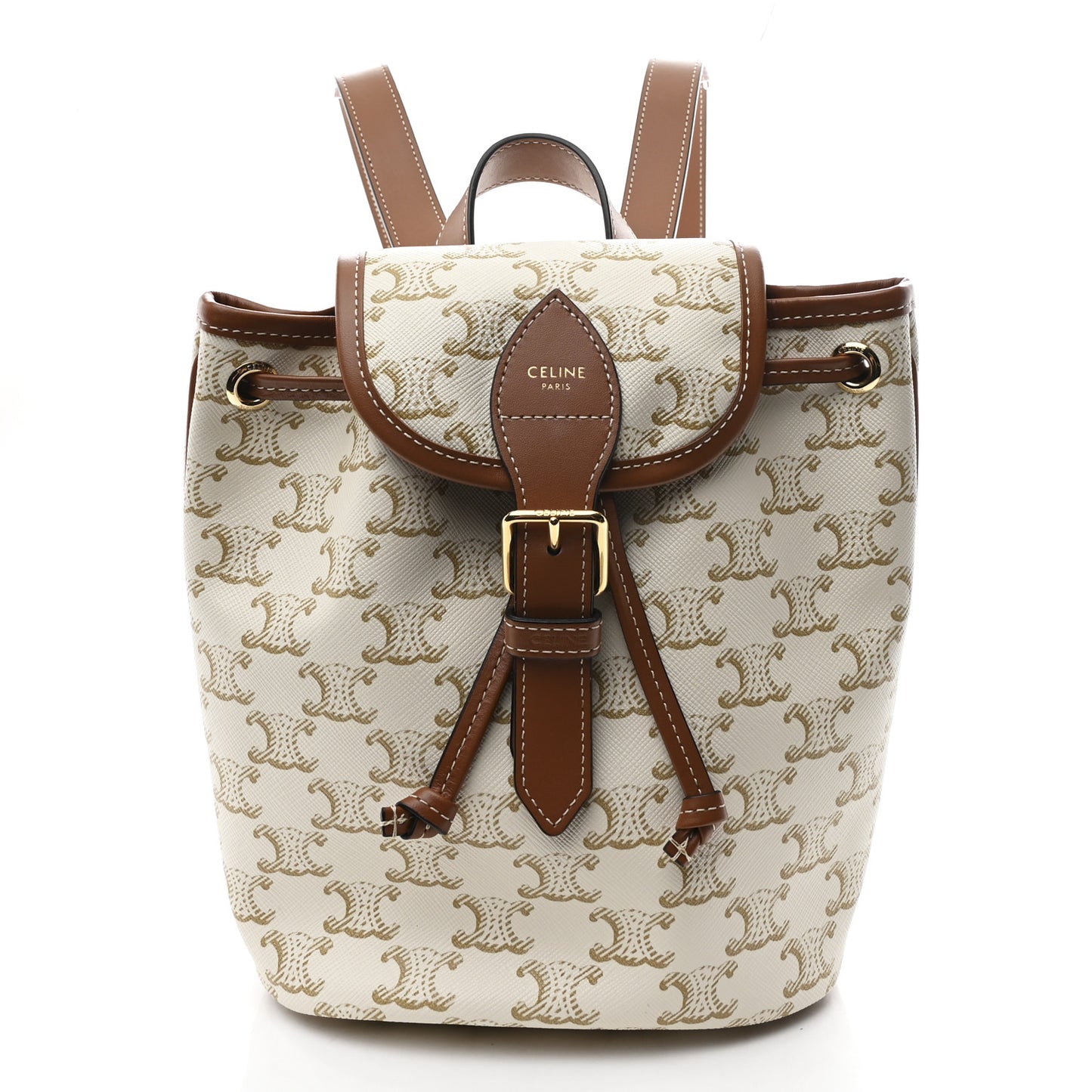 Celine Triomphe Canvas Calfskin Mini Folco Backpack White 1846094 – FASHIONPHILE