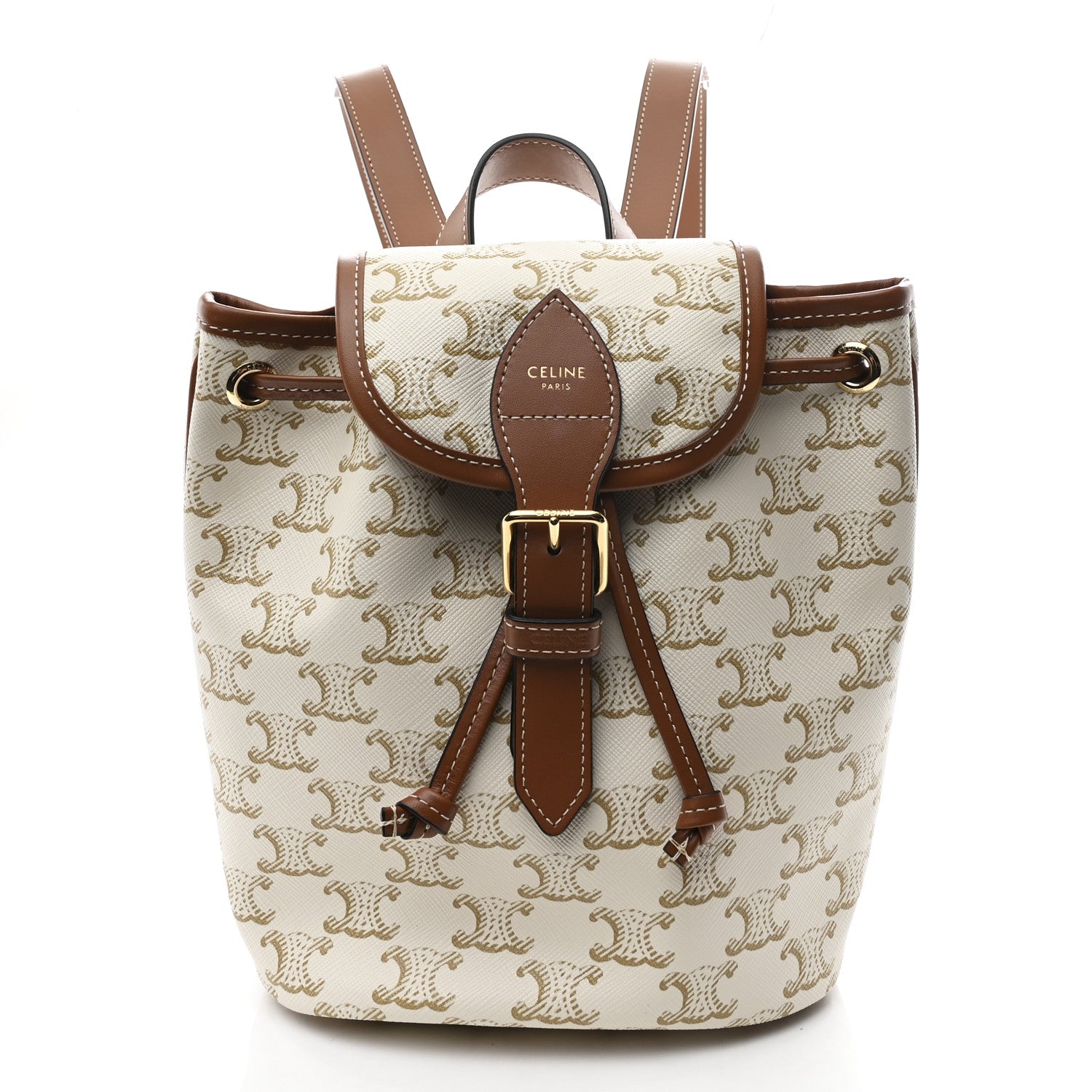 Celine Triomphe Canvas Calfskin Mini Folco Backpack White 1 of 9