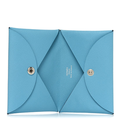 Hermes Epsom Calvi Card Case Celeste 5 of 8