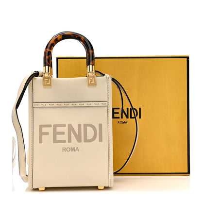 Fendi Vitello King Plexiglass Logo Embossed Mini Fendi Sunshine Shopper Tote White Ice 13 of 13