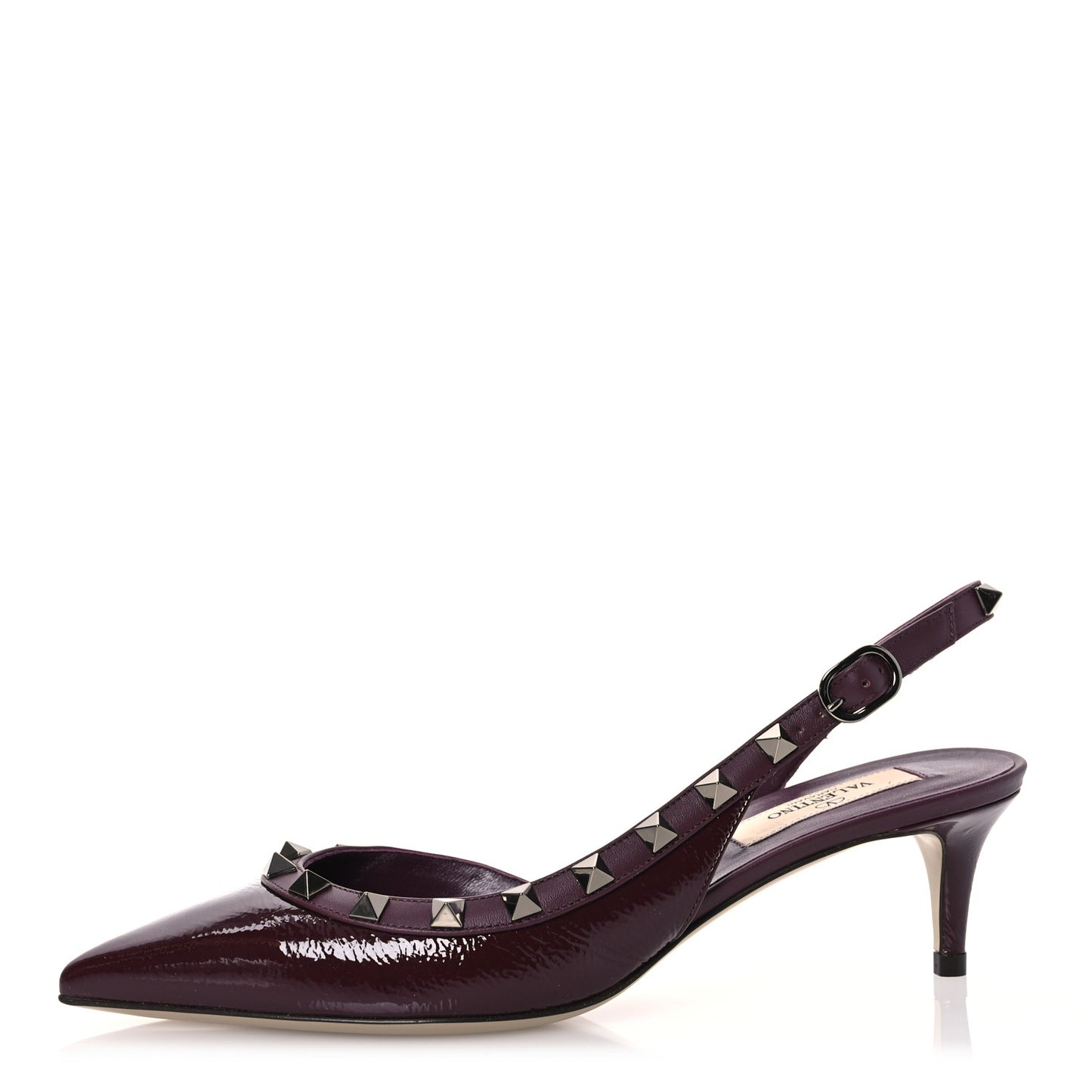 Wrinkled Patent Rockstud Half D'Orsay Slingback 85mm Pumps 36 Rubin