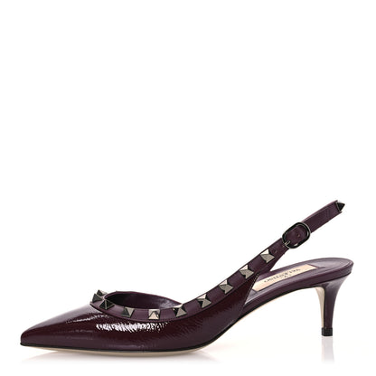 Valentino Garavani Wrinkled Patent Rockstud Half D'Orsay Slingback 85mm Pumps 36 Rubin 1 of 14